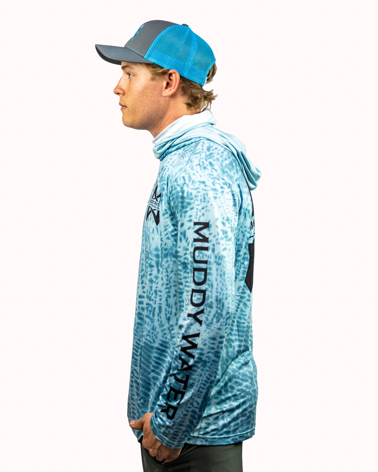 PRO Guide Series Deep Sea (Hoodie/Mask Combo) - Light Blue with pattern