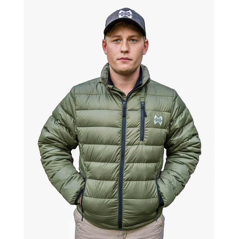 Muddy Water Heated Down Jacket - Burnt Olive Green - Muddy Water Outdoors